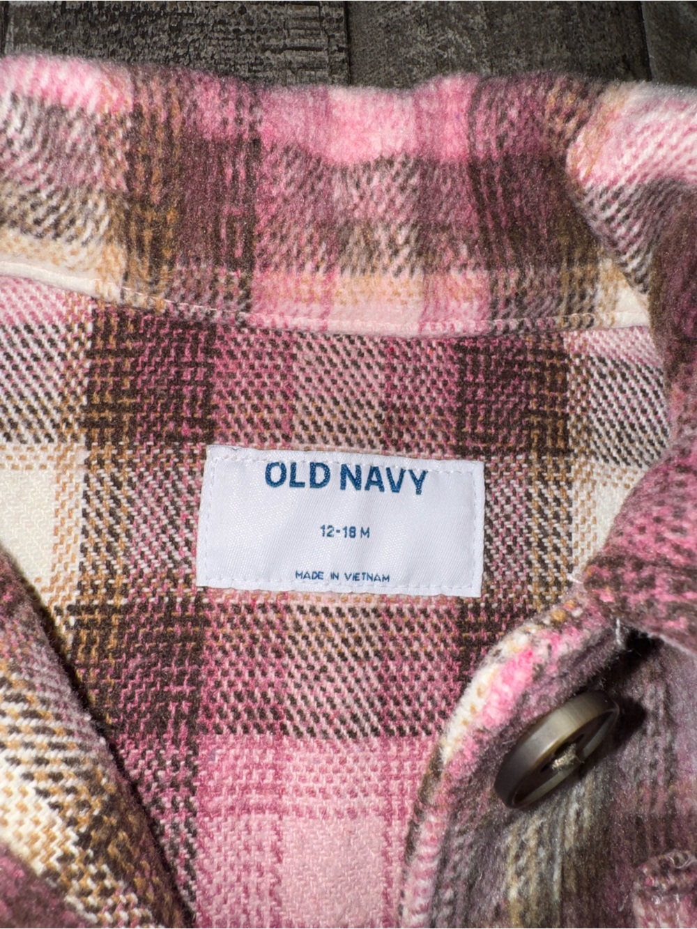 Old Navy Pink and Brown Plaid Button-Front Shacket - Picture 4 of 4